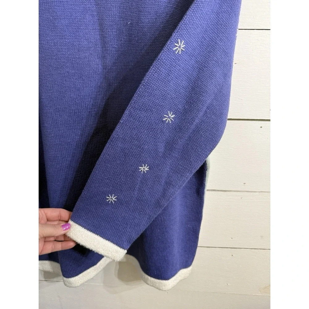 NWT Storybook Knits Winter Polar Bear Penguin Theme Knit Button Up Sweater Large